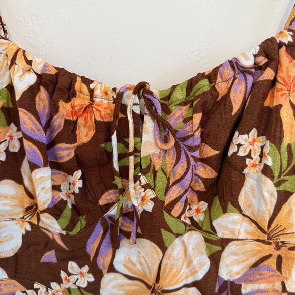 Billabong Juniors Island Calling Brown Floral Sleeveless Mini Dress XS - Picture 7 of 12